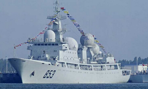 Tàu trinh sát điện tử mang số hiệu 853 của hải quân Trung Quốc. Ảnh: Chinanews